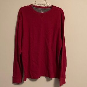 Men's Red Long Sleeve waffle knit thermal shirt
